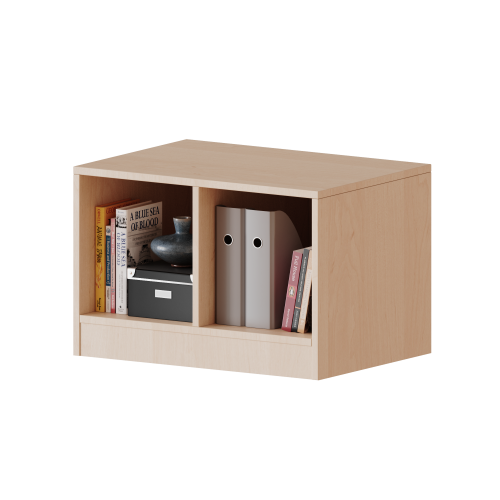 Regal, zweireihig, 1 Ordnerhöhe - evo180 Serie Breite 70,3 cm, Gesamthöhe 46 cm, mit Sockel und Mittelwand, ohne Boxen
