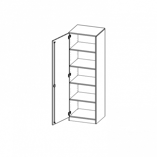 Schrank, 5 Ordnerhöhen - Serie evo180 B/H/T: 60x190x60 cm, 1 Tür, abschließbar, Tür öffnet nach links, mit Sockel (81 mm)