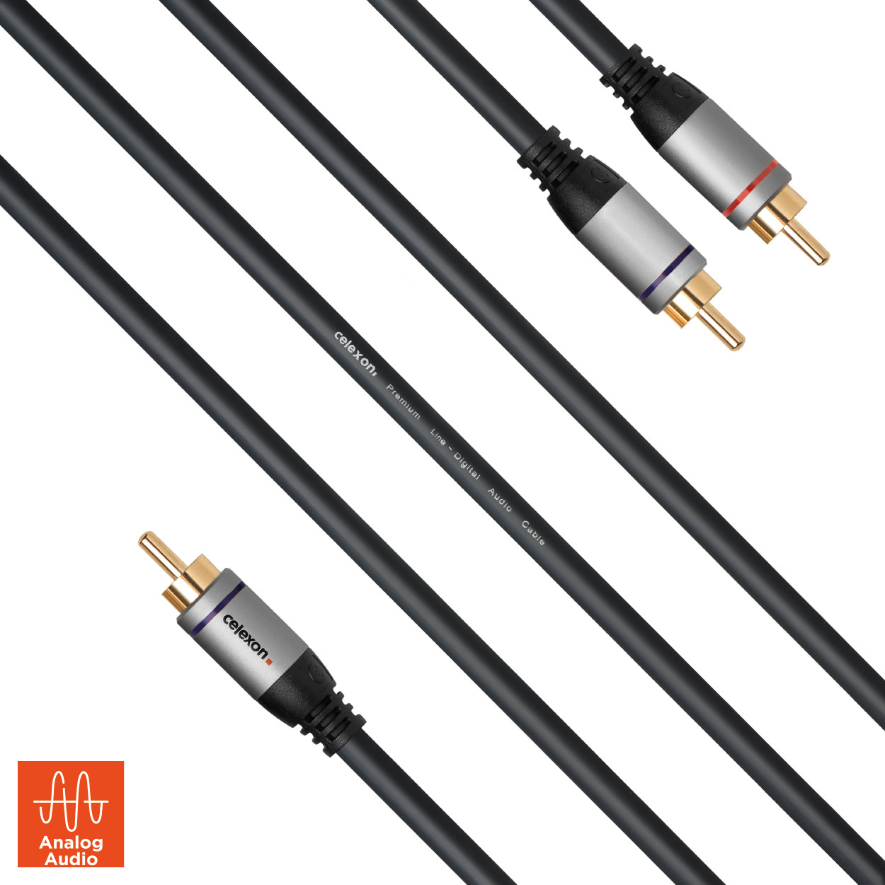 celexon Cinch auf 2x Cinch Audiokabel 5,0m - Professional Line