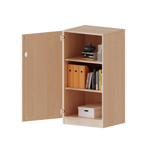 Schrank, 3 Ordnerhöhen - Serie evo180 B/H/T: 60x118x40 cm, 1 Tür, abschließbar, Tür öffnet nach links, mit Sockel (81 mm)