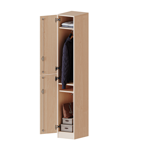 Spind Schrank, 5 Ordnerhöhen - Serie evo180 B/H/T: 30,5x190x40 cm, 2 Türen übereinander, Türen öffnen links, mit Sockel (81 mm)