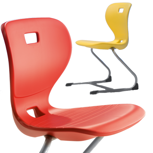Ergostar Freischwinger Schulstuhl Sitzschalenfarbe Rot, Sitzhöhe 51 cm