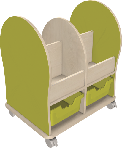 Leseratte Midi mit 4 offenen Fächern und 2 Ergo Tray Boxen C2 Mit 2 x Ergo Tray Boxen C2 in gelb