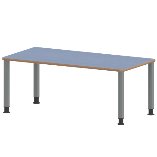 Tisch ZALOTTI mit Linoleum-Belag Rechtecktisch, B/H/T: 120x41x60 cm, Stahlrohrbeine Ø 60 mm, Fußvariante: höhenverstellbar (41/55 cm), Tischbeine mit RAL-Farbe 9006 (weißaluminium)
