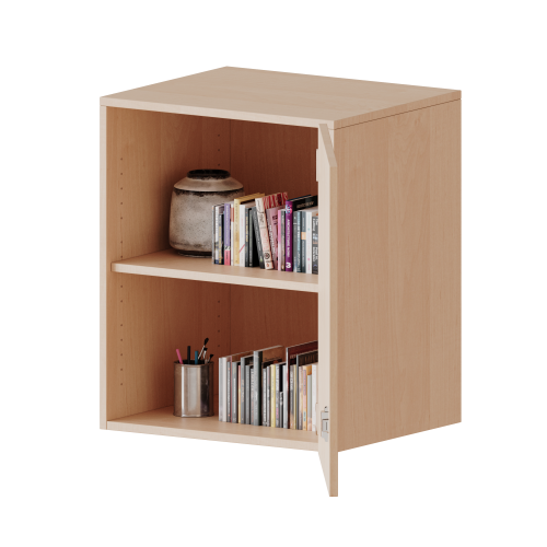 Aufsatzschrank, 2 Ordnerhöhen - Serie evo180 B/H/T: 60x72x60 cm, 1 Tür, abschließbar, Tür öffnet nach rechts