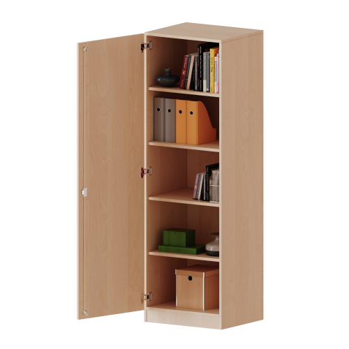 Schrank, 4 Ordnerhöhen - Serie evo180 B/H/T: 60x154x60 cm, 1 Tür, abschließbar, Tür öffnet nach links, mit Sockel (81 mm)