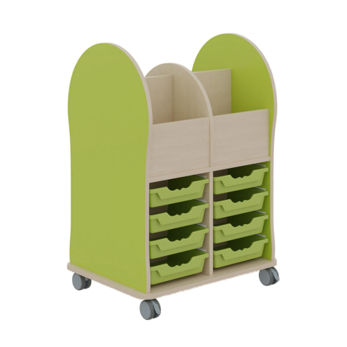Leseratte Maxi, 4 Fächer und 8 Schübe Mit 8 Ergotray Boxen C1 in transparent