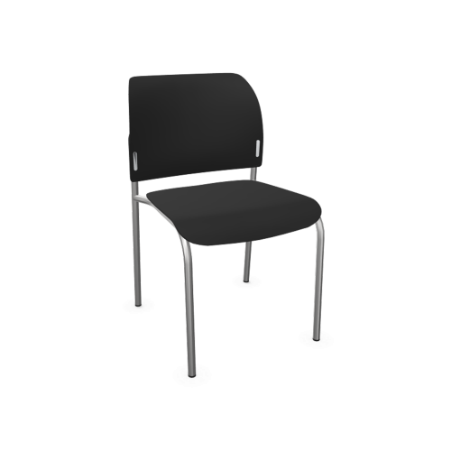 Stuhl ANABELLE mit Kunststoffsitz B/H/T: 56x79x54cm, mit Armlehne, Gestellfarbe Chrom, Kunststoff Schwarz