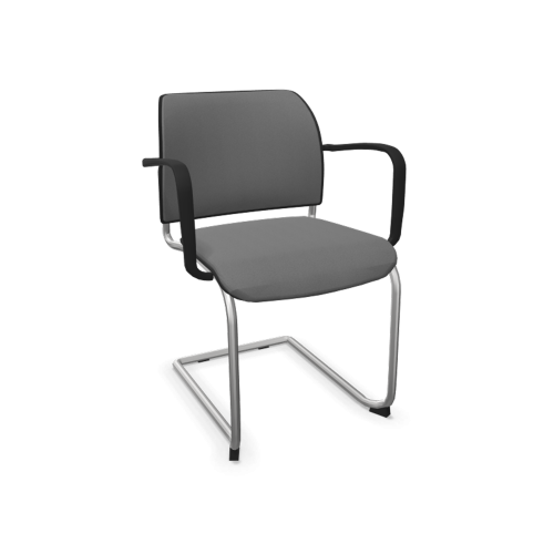 Stuhl ANABELLE mit Sitz- und Rückenpolsterung B/H/T: 55x82x52cm, mit Armlehne, Gestellfarbe Chrom, Stoffgruppe C1/C2 (Standard)