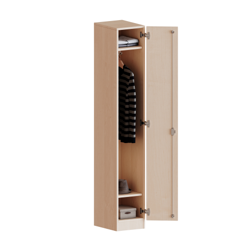 Spind Schrank, 5 Ordnerhöhen - Serie evo180 B/H/T: 30,5x190x50 cm, 1 durchgehende Tür, Tür öffnet rechts, mit Sockel (81 mm)