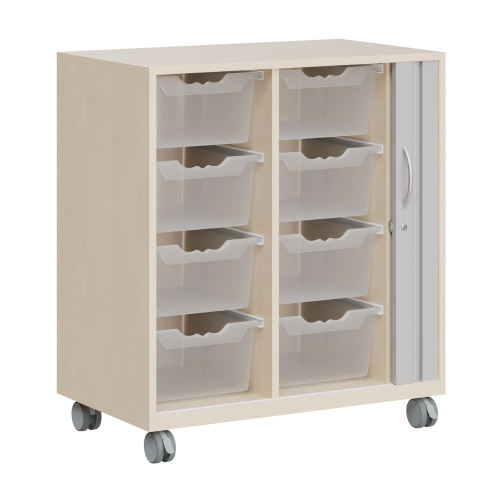 Sideboard Serie CSRF mit Rollotür für Ergo Tray Boxen B/H/T: 83,7x100x50 cm, auf Rollen