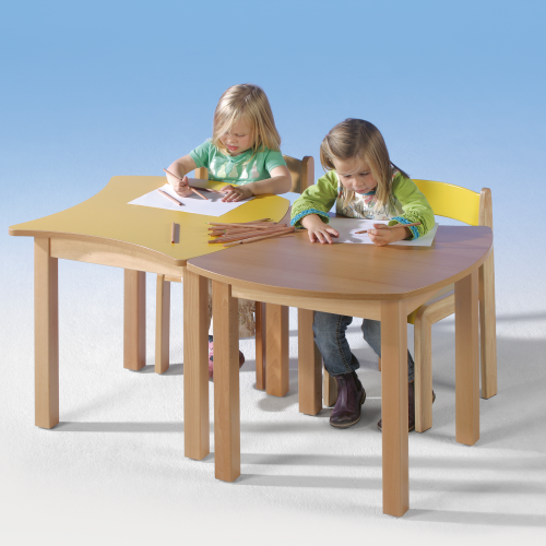 Swing-It WOODY quadratischer Wellentisch Schultisch B/H/T: 60x42x60 cm, kombinierbar mit anderen Tischen der Serie