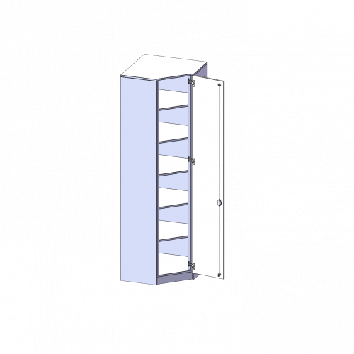 Innenecke als Schrank, 6 Ordnerhöhen - Serie evo180 B/H/T: 90x226x90 cm, Für 60 cm tiefe Schrankwände, Tür öffnet rechts, mit Sockel (81 mm)