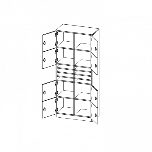 Schließfachschrank, 5 Ordnerhöhen - Serie evo180 B/H/T: 80x190x40 cm, 8 Schließfächer, je 1 Kleinfach, mit Sockel (81 mm)