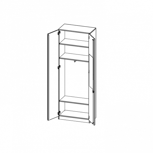 Garderobenschrank mit Spiegel und Garderobenstange, 6 Ordnerhöhen - Serie evo180 B/H/T: 80x226x40 cm, 2 Türen, abschließbar, mit Sockel (81 mm)