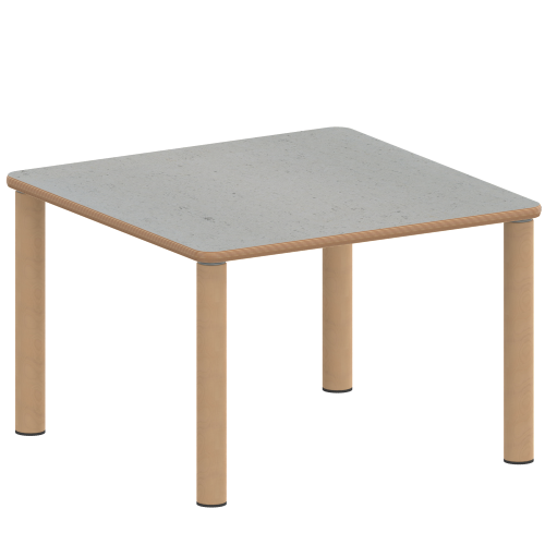 Tisch ZALOTTI mit Linoleum-Belag Quadrattisch, B/H/T: 60x46x60 cm, Massivholzbeine Ø 60 mm, Fußvariante: Stellfuß