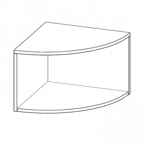 Außenecke Aufsatzregal, 1 Ordnerhöhe - Serie evo180 B/H/T: 60x36x60 cm, Viertelkreis, Erweiterung rechts