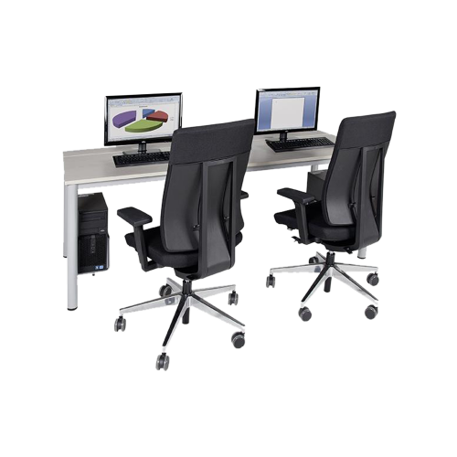 quadratischer höhenverstellbarer EDV-Computertisch mit Holzkabelkanal B/H/T: 80/90x72x80/90 cm