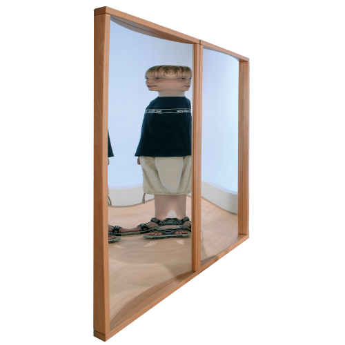 Rahmenspiegel B/H/T: 80x140x6 cm, optisch konkav, als Zerrspiegel, Rahmen aus massiver Buche