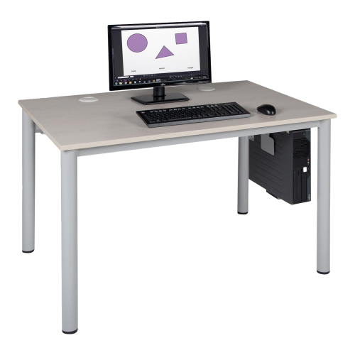 höhenverstellbarer EDV-Tisch, mit Rundrohr und Bleckkabelkanal Größe und Farbe wählbar, höhenverstellbar: 58-76 cm