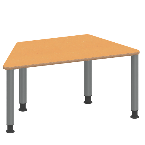 Tisch ZALOTTI mit Linoleum-Belag Trapeztisch, B/H/T: 120x41x60 cm, Stahlrohrbeine Ø 60 mm, Fußvariante: höhenverstellbar (41/55 cm), Tischbeine mit RAL-Farbe 9006 (weißaluminium)