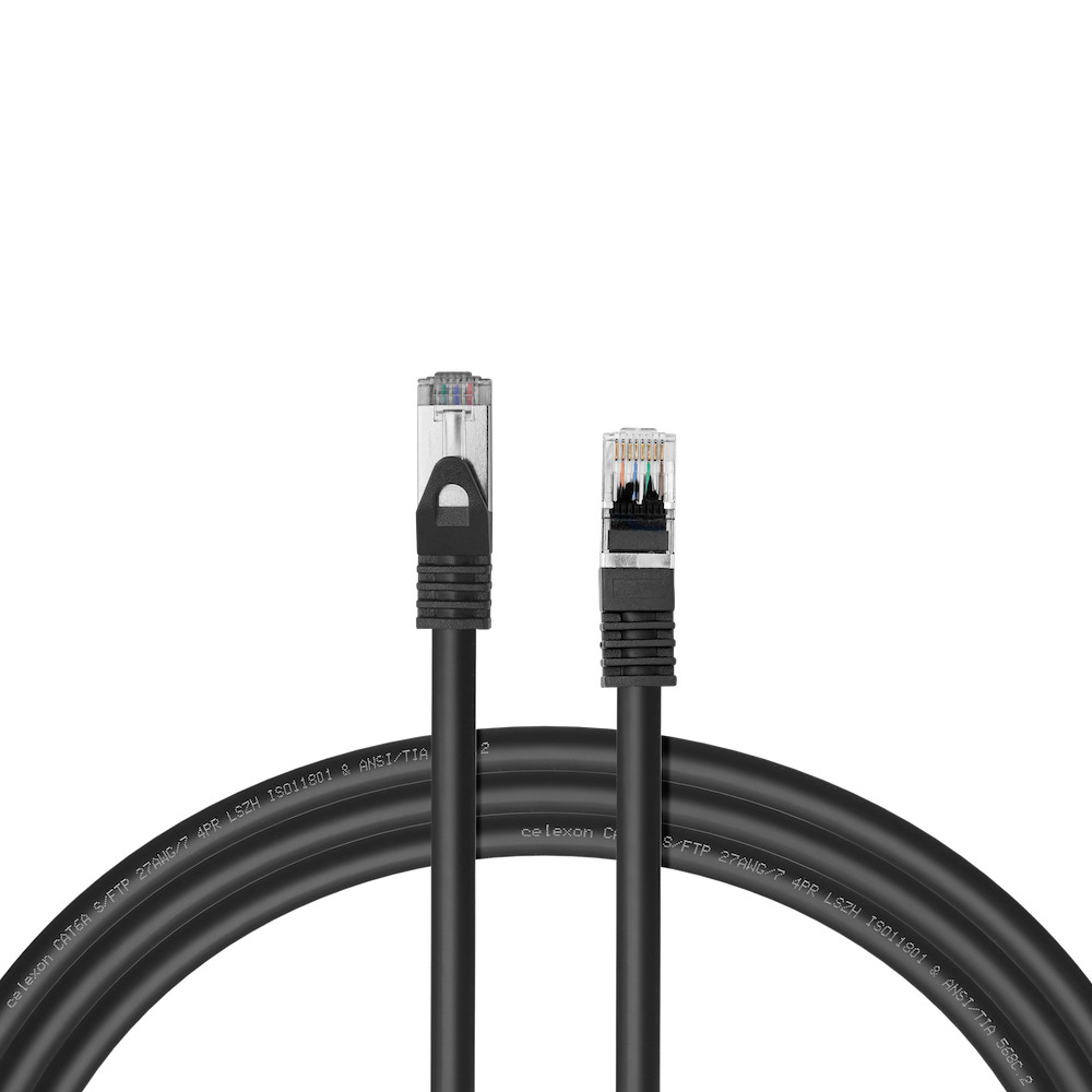 celexon CAT 6A Patchkabel - S/FTP 0,25m, schwarz