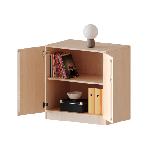 Schrank, 2 Ordnerhöhen - Serie evo180 B/H/T: 80x82x40 cm, 2 Türen, abschließbar, mit Sockel (81 mm)