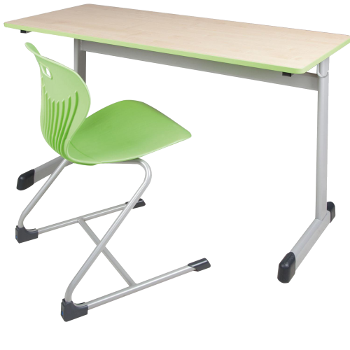 Zweier-Schülertisch 130x65 cm Modell T, Tischplatte Melamin mit ABS- Kante Tischhöhe: 82 cm