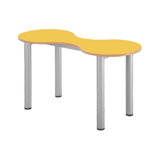 Kleeblatt Zweiertisch Schultisch mit Melaminplatte B/T: 118x49 cm, Höhe wählbar