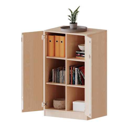 Schrank, zweireihig, 3 Ordnerhöhen - evo180 Serie B/H/T: 70,3x118x50 cm, Breite 70,3 cm, Gesamthöhe 100 cm, zweitürig, mit Sockel, ohne Boxen
