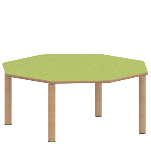 Tisch ZALOTTI mit Linoleum-Belag Achtecktisch, B/H/T: 120x46x120 cm, Massivholzbeine Ø 60 mm, Fußvariante: Stellfuß