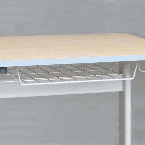 Einer-Schülertisch 70x55 cm Modell T, Tischplatte Vollkern mit Drahtkorb, Tischhöhe: 53 cm