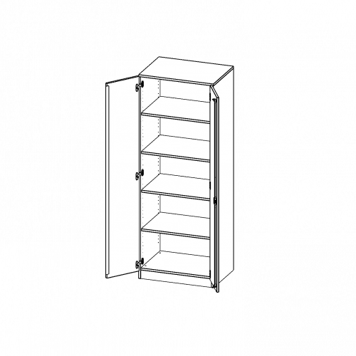 ErgoTray Schrank, zweireihig, 5 Ordnerhöhen - evo180 Serie B/H/T: 70,3x190x50 cm, zweitürig, mit Sockel (81 mm), ohne Boxen