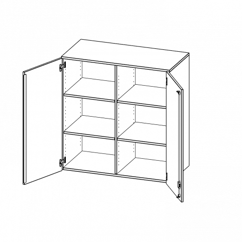 Aufsatzschrank für ErgoTray Serie, 3 Ordnerhöhe - Serie evo180 B/H/T: 138,7x108x60 cm, zwei Türen, mit Mittelwand