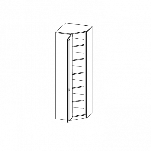 Innenecke als Schrank, 6 Ordnerhöhen - Serie evo180 B/H/T: 80x226x80 cm, Für 50 cm tiefe Schrankwände, Tür öffnet links, mit Sockel (81 mm)