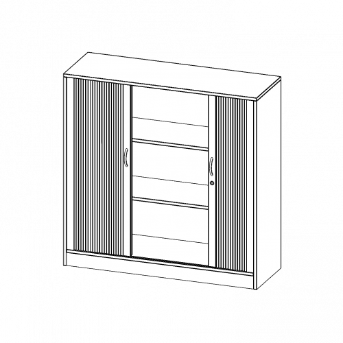 Schrank mit Rollo, 3 Ordnerhöhen - Serie evo180 B/H/T: 120x118x40 cm, Querrolladen, abschließbar, mit Sockel (81 mm)