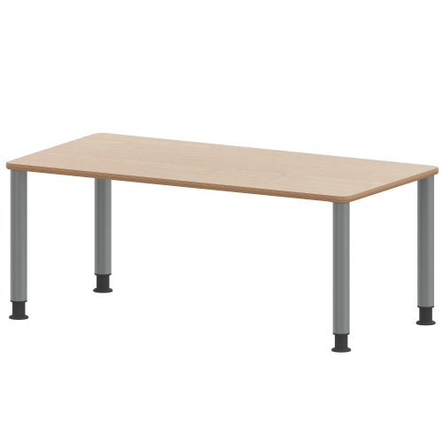 Tisch ZALOTTI mit Schichtstoff-Belag Rechtecktisch, B/H/T: 160x76x80 cm, Stahlrohrbeine Ø 60 mm, Fußvariante: höhenverstellbar (76/90 cm), Tischbeine mit RAL-Farbe 9006 (weißaluminium)