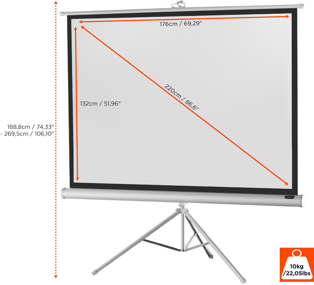 celexon Stativleinwand Economy 176 x 132 cm - White Edition