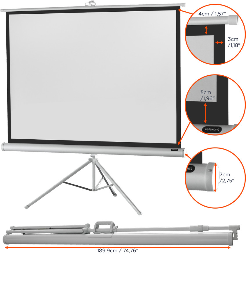 celexon Stativleinwand Economy 176 x 132 cm - White Edition
