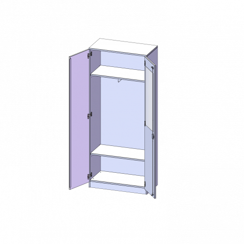 Garderobenschrank mit Spiegel und Garderobenstange, 5 Ordnerhöhen - Serie evo180 B/H/T: 80x190x40 cm, 2 Türen, abschließbar, mit Sockel (81 mm)