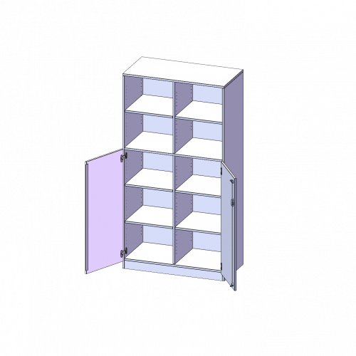Schrank, 5 Ordnerhöhen, Türen unten (3 OH), oben 2 offene Fächer - Serie evo180 B/H/T: 100x190x40 cm, 2 Türen, abschließbar, mit Sockel (81 mm)