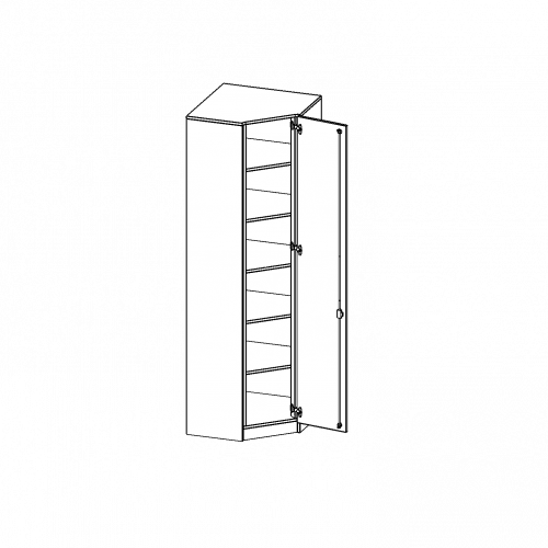 Innenecke als Schrank, 6 Ordnerhöhen - Serie evo180 B/H/T: 90x226x90 cm, Für 60 cm tiefe Schrankwände, Tür öffnet rechts, mit Sockel (81 mm)