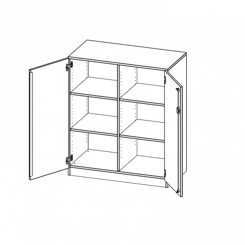 Schrank, 3 Ordnerhöhen - Serie evo180 B/H/T: 100x118x40 cm, 2 Türen, abschließbar, mit Mittelwand, mit Sockel (81 mm)