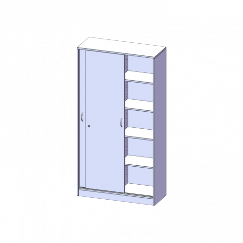Schiebetürenschrank, 5 Ordnerhöhen - Serie evo180 B/H/T: 100x190x40 cm, 2 Schiebetüren, abschließbar, mit Mittelwand, mit Sockel (81 mm)