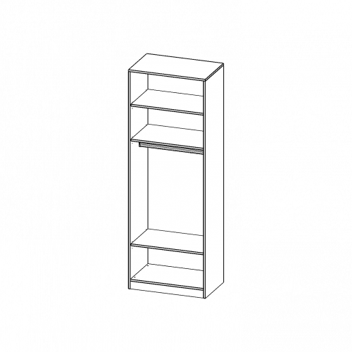 Garderobenregal,  6 Ordnerhöhen - Serie evo180 B/H/T: 80x226x50 cm, mit Garderobenstange, mit Sockel (81 mm)