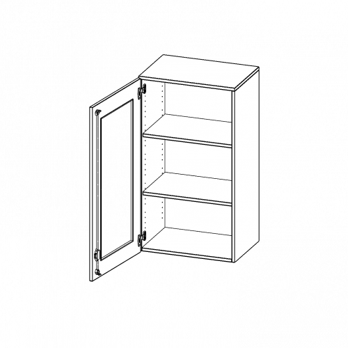 Aufsatzschrank, 3 Ordnerhöhen - Serie evo180 B/H/T: 60x108x40 cm, 1 Tür mit Glaseinsatz, abschließbar, Tür öffnet nach links