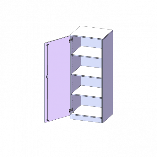 Schrank, 4 Ordnerhöhen - Serie evo180 B/H/T: 60x154x40 cm, 1 Tür, abschließbar, Tür öffnet nach links, mit Sockel (81 mm)