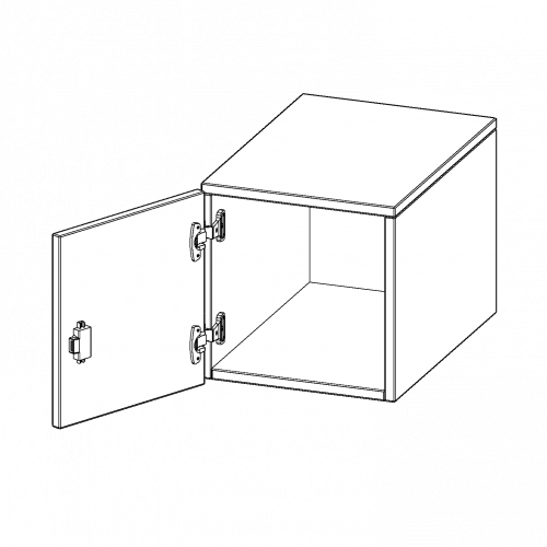 Aufsatzschrank für ErgoTray Serie, 1 Ordnerhöhe - Serie evo180 B/H/T: 36,1x36x50 cm, 1 Tür, Tür öffnet links