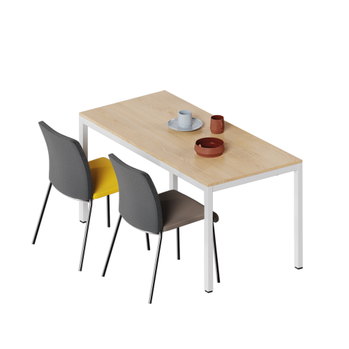 Tischserie FLEXIBEL Quadrattisch Melamin Quadrattische melaminplatte, wählbar sind die Tischgröße und -höhe, das Dekor, die Gestellfarbe und die Form der Standrohre