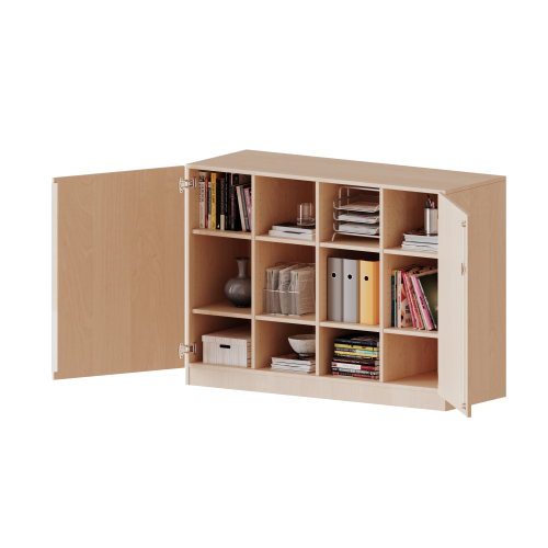 Schrank, vierreihig, 2 Ordnerhöhen - evo180 Serie B/H/T: 138,7x100x50 cm, zweiteilig, zweitürig, mit Sockel, ohne Boxen